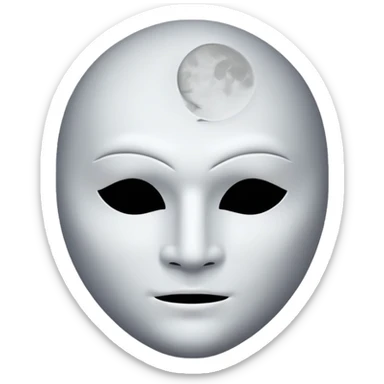 blank white no-mouth-hole masculine mask moon crescent hole  on forehead  sticker