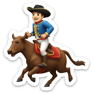 Torero  corriendo detrás de un toro sticker