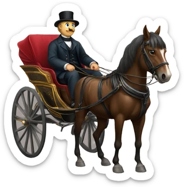 a man sits in a horse-drawn carriage from Russia in the 19th century sticker