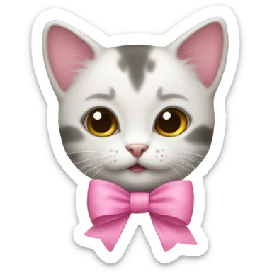 kitten with a pink bow sticker