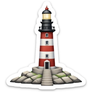 A light house that light forms the number 7 in the clouds in the distance sticker