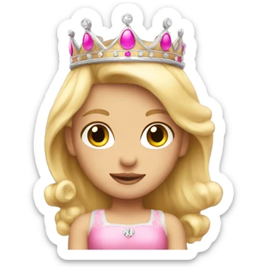 Blonde princess emoji girl with a pink crown sticker
