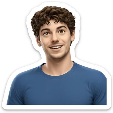 smiling boy in blue shirt sticker