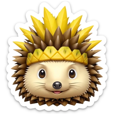 A hedgehog wearing a pineapple hat sticker