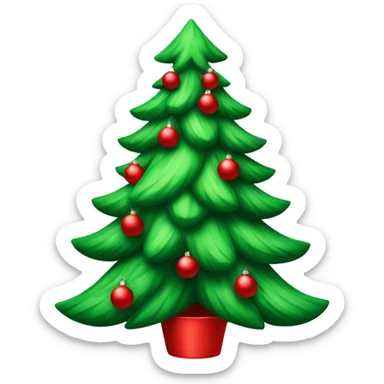Christmas tree with red ornaments and red bows sticker