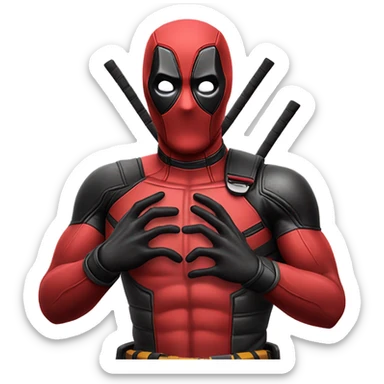 dead pool emoji doing the heart with the hands sticker