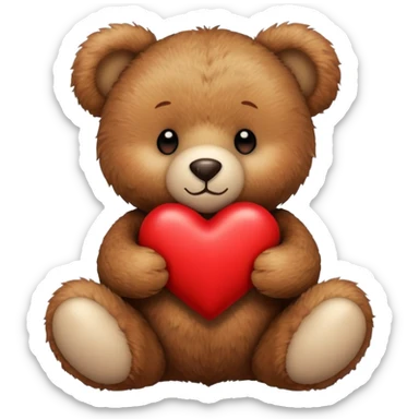 teddy bear holding a heart sticker