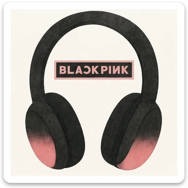 Add the BLACKPINK logo to the object, keep the style consistent with the original image. sticker