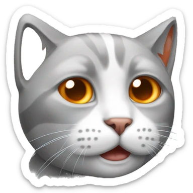cat left ear gray right ear orange white body crying sticker