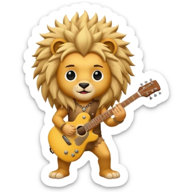 guitar rock baby, lion head sticker