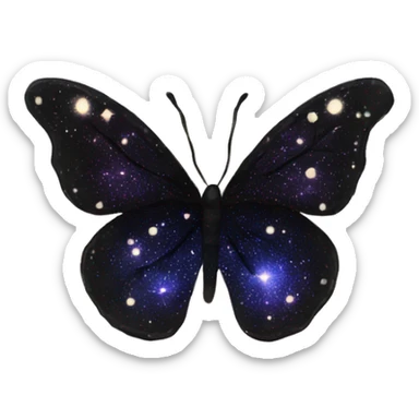 sparkly starry black galaxy butterfly sticker