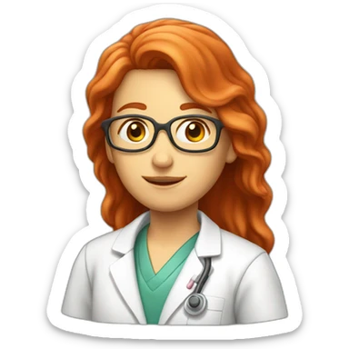 long red haired scientist with labcoat female sticker