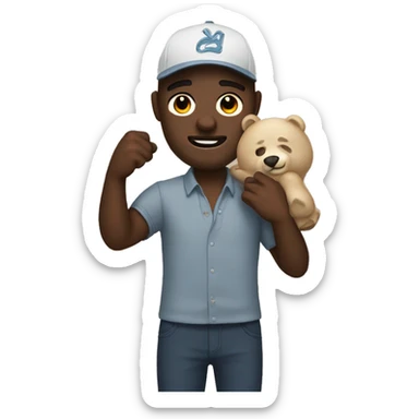 joe gilmore holding a bear mask sticker