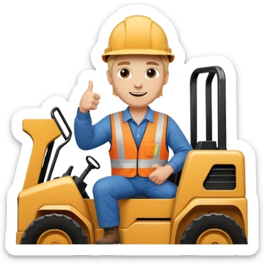 Blonde guy on a skid steer giving a thumbs up sticker