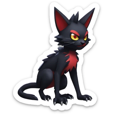 Black Anthro Cool Punk Noibat-Litten-Fakemon-fursona with fangs and red markings Full Body sticker