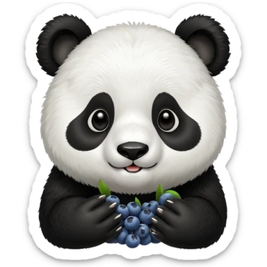 Panda bear eating blueberries sticker