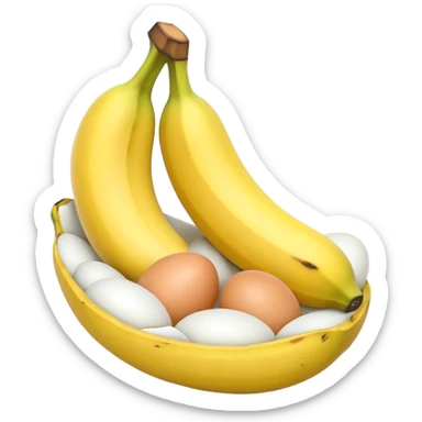 A banana standing between two eggs sticker