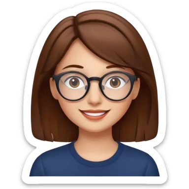 brown hair woman with round glasses sticker