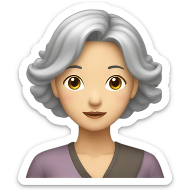 Chinese lady with gray hair doing yuga move sticker