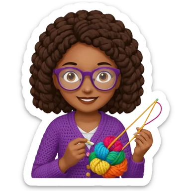 A light dark skinned girl crocheting  sticker