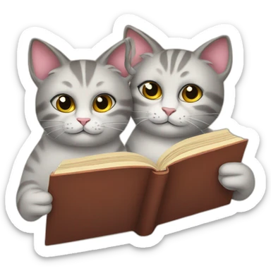 Two cats reading book sticker