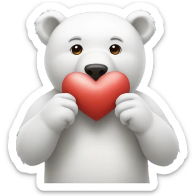 white bear hold heart with it's both hands sticker