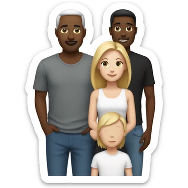 Blended family with white parents, one adult white daughter, one adult white son, one adult black son  sticker