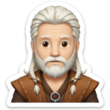 Pan, God of the Wild from Gods and Goddesses with long white hair and beard, brown outfit sticker