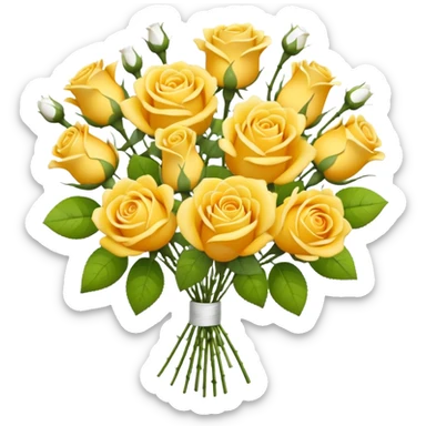 bouquet of yellow roses and white gypsophila sticker