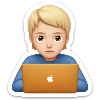 person working working on a laptop facing front sticker