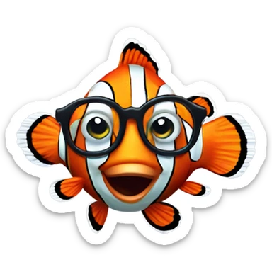 Clownfish wearing eyeglasses  sticker
