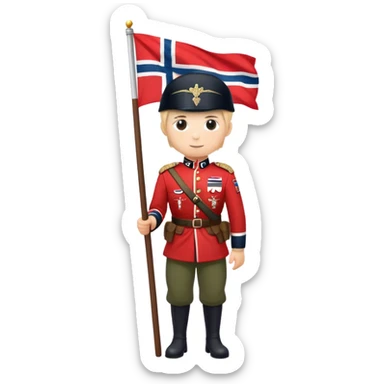 norwegian soldier with flag. Full height sticker