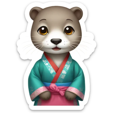 a otter face wearing traditional korean hanbok sticker