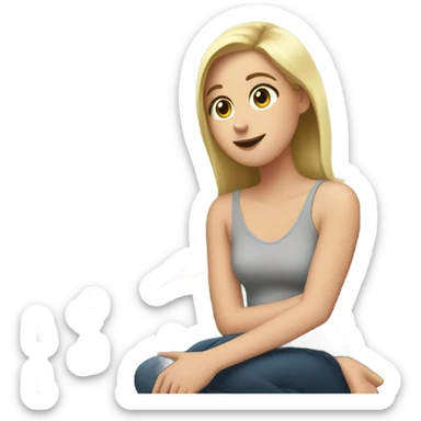 White Girl wrapping presents while watching tv sticker