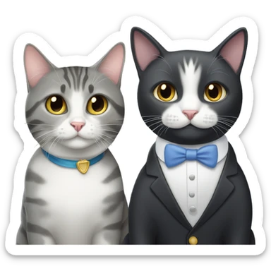 Tuxedo cat and gray tabby cat sticker