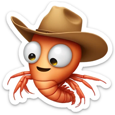 shrimp wearing cowboy hat sticker
