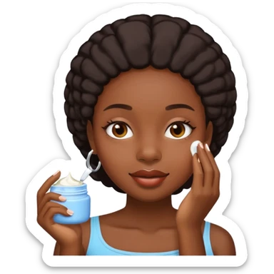 Black girl applying face cream sticker