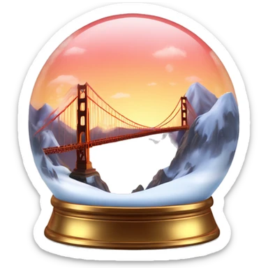 golden gate bridge hot snow globe, 4k, no background, sunset sticker