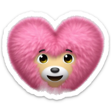 3D pink fluffy heart sticker