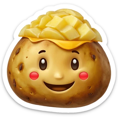 Happy baked potato smiling sticker