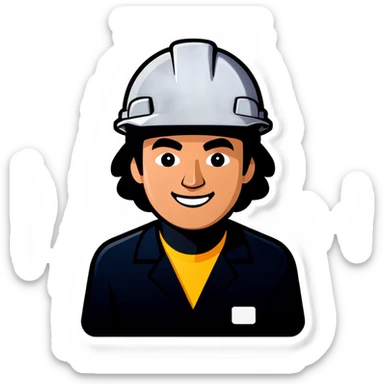 Worker with grey hard hat sticker