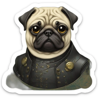 A cyberpunk pug in Art Nouveau style during 1910 sticker