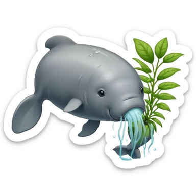 Manatee eating plants  sticker