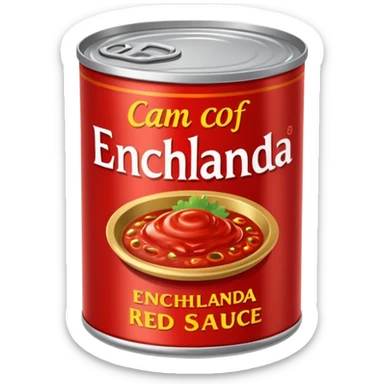 can of red enchilada sauce with vibrant red label, Mexican food theme sticker