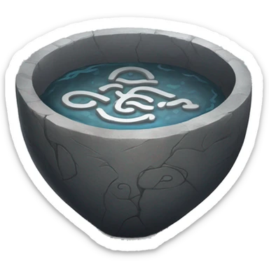 The Pensieve is a wide, shallow stone basin with intricate runes around its edges. It holds a silvery, swirling substance that allows users to view and experience memories in real-time. sticker