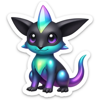  Cute cool edgy Iridescent gradient black dark fakemon-creature  sticker