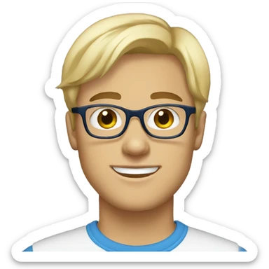 20 year old man blonde hair blue eyes wearing glasses  sticker