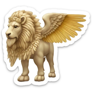 Lamassu, head of a bearded human, body of a bull, feathered wings that extend from its back sticker