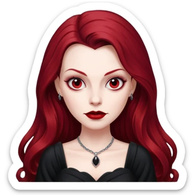 Vampira with long dark red hair sticker
