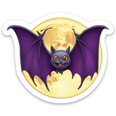 realistic full moon with mad vampire bat purple dripping wings sticker